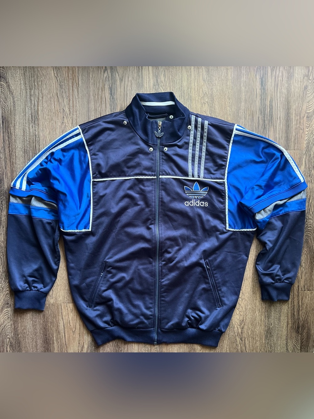 Vintage Adidas Originals Trefoil Track Jacket Navy Blue Size L